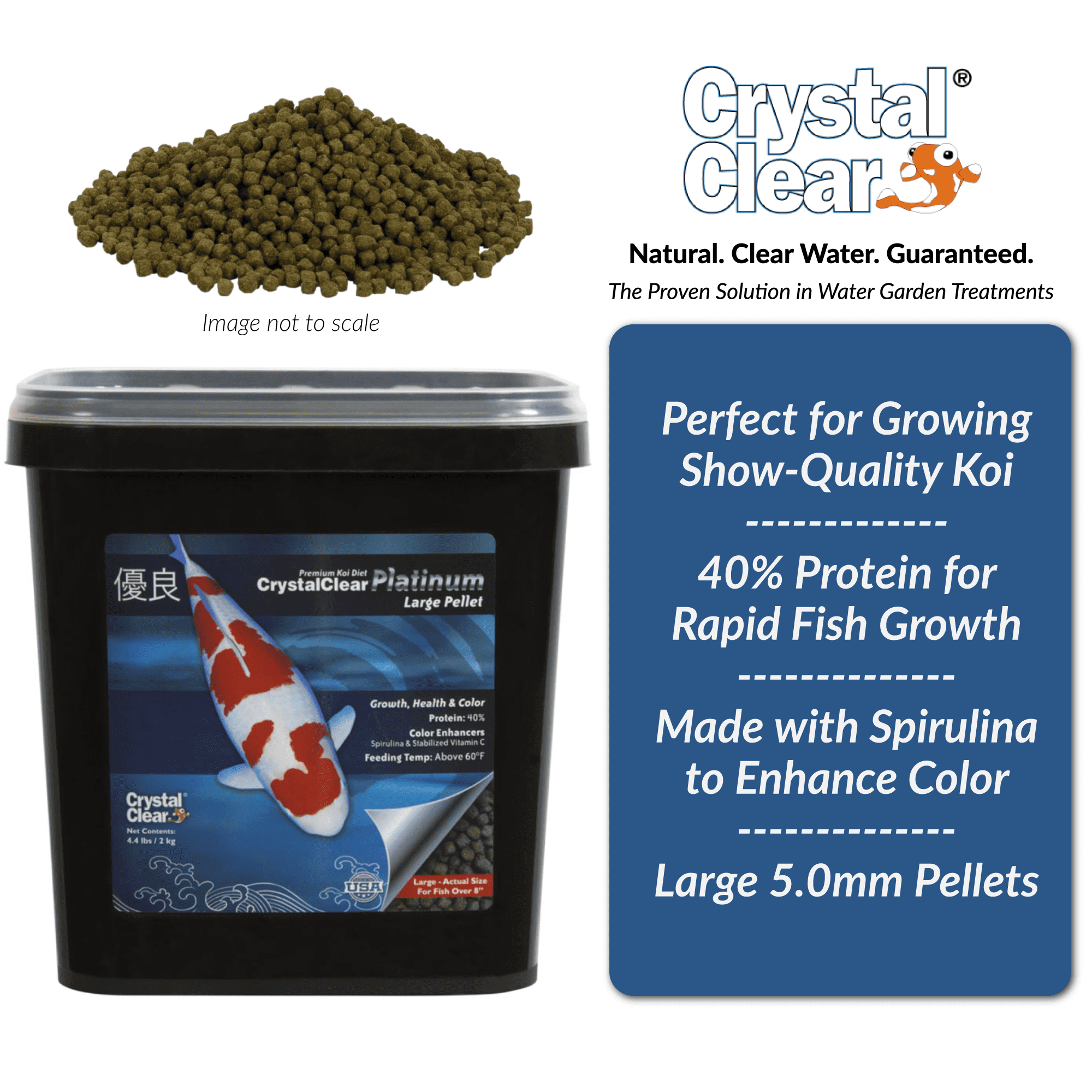CrystalClear Platinum Rapid Growth Koi Fish Food, 5mm Pellets, 4.4 Pounds