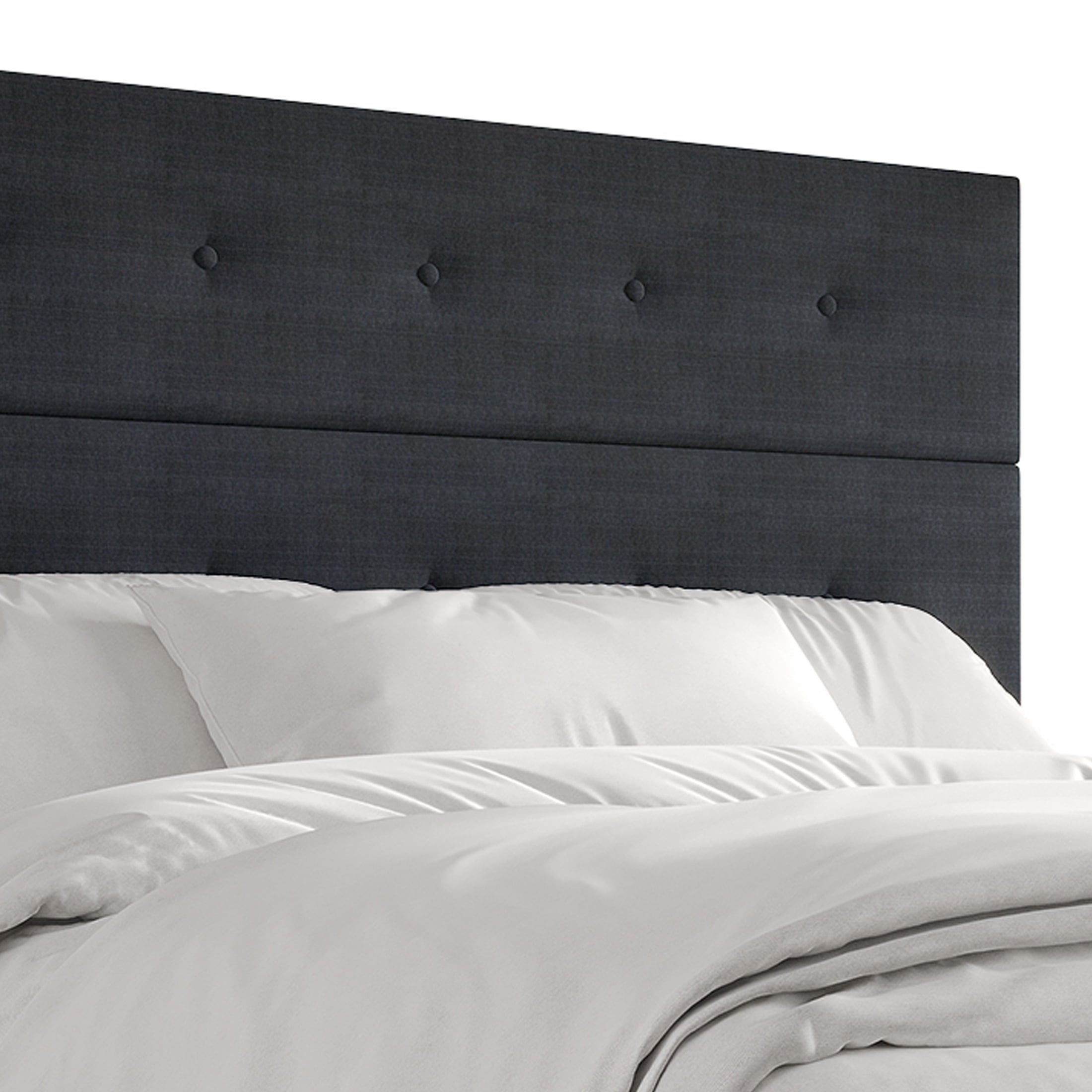 Castle Place Elegant Button Tufted Linen Upholstered Full Bed, Charcoal Grey