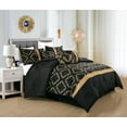 thumbnail image 2 of Chezmoi Collection Agnes 7-Piece Black/Gold Floral Vine Embroidered Faux Silk Comforter Set, Full, 2 of 9