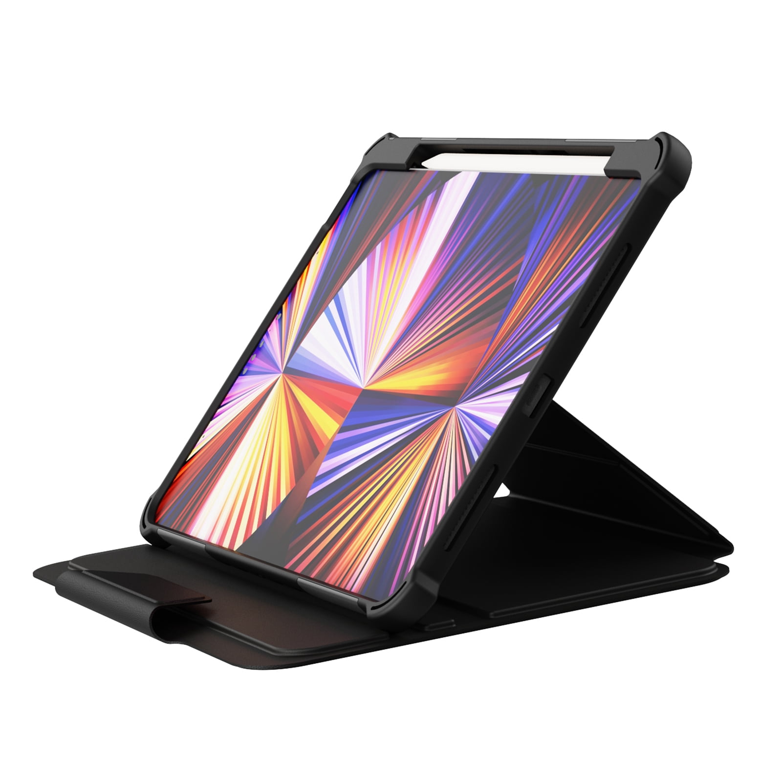 Dteck Case for iPad Pro 11" 4th/3rd/2nd/1st Gen (2022/2021/2020/2018),iPad Air 5th 4th Gen Magnetic Leather Shockproof Rubber Rugged Case Rotatable Kickstand with Pencil Holder Heavy Duty Cover,Black