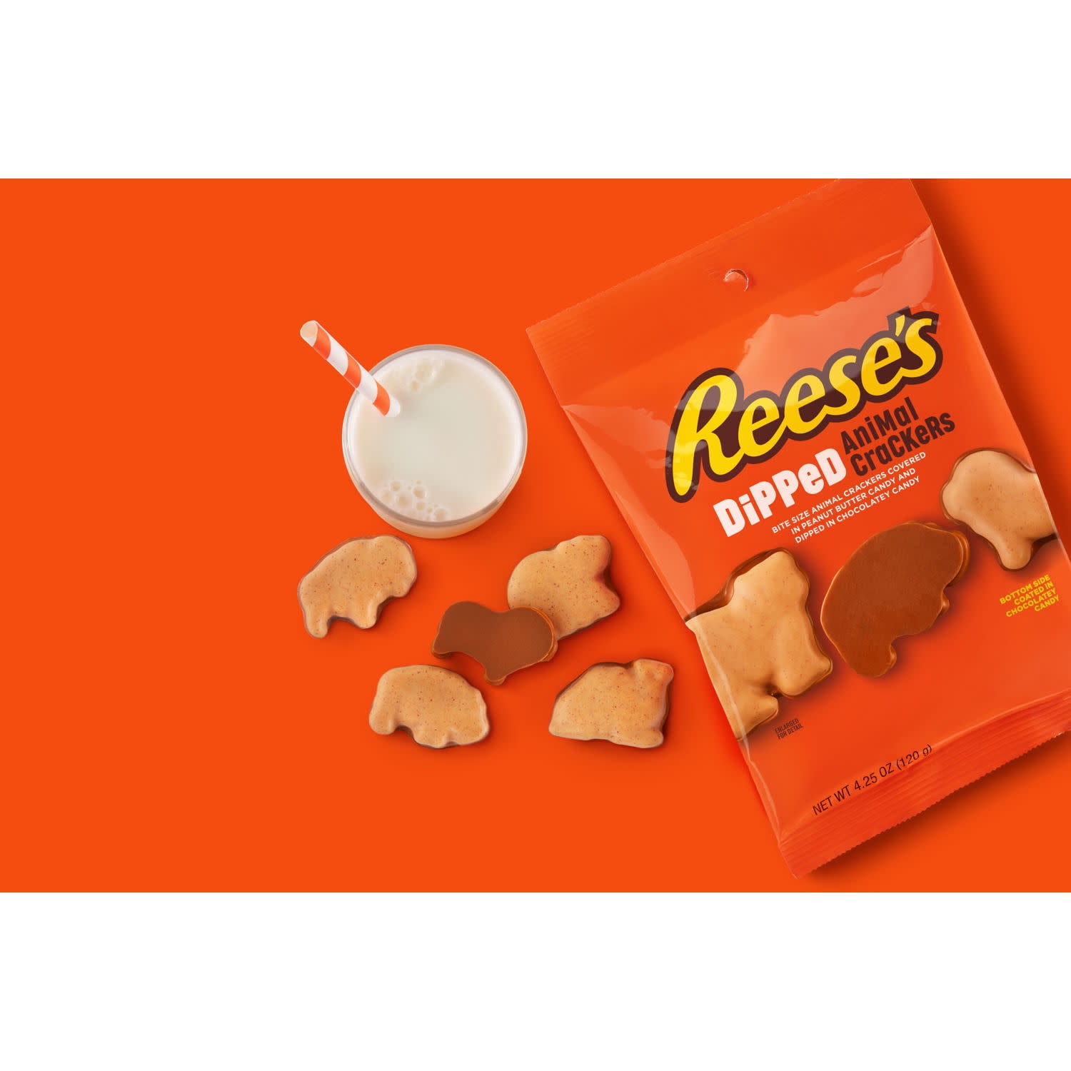 (6 pack) Reese's Chocolate and Peanut Butter Candy Dipped Animal Crackers, Bag 4.25 oz