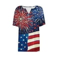 thumbnail image 5 of Cavosen Red White and Blue T Shirts Women Petite Independence Day Short Sleeve V Neck T Shirts USA Flag Graphic Tops Lady XL 4th of July Casual T Shirts Red White and Blue Tunic Tees, 5 of 5
