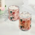 thumbnail image 2 of Yayeee 4 Pack Qtip Holder Bathroom Cotton Swab Canister with Lid Clear Dispenser Set, Pink Christmas Cups, 2 of 6