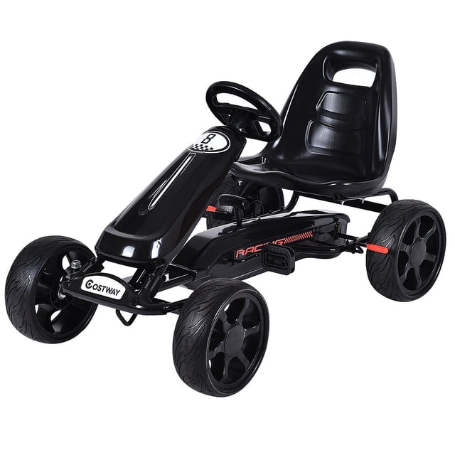 Costway Xmas Gift Go Kart Kids Ride On Car Pedal Powered Car 4 Wheel Racer Toy Stealth Outdoor