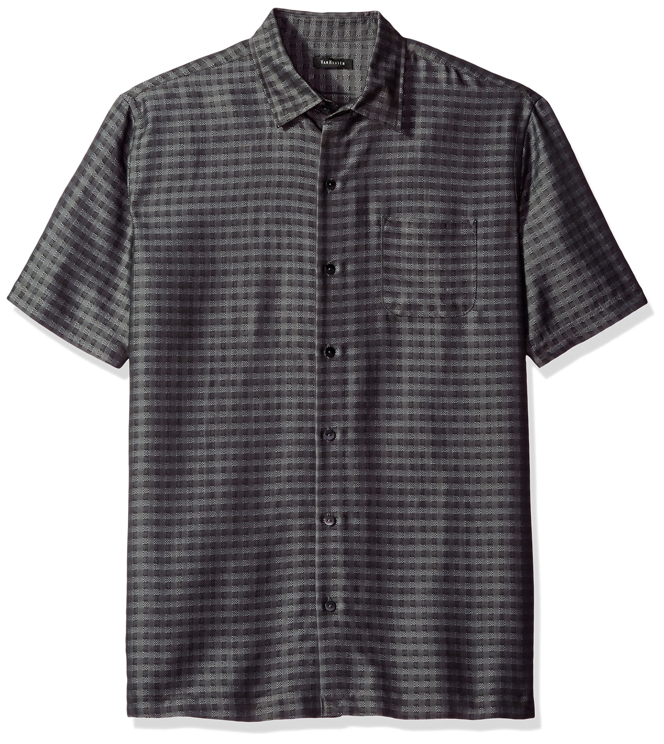 Van Heusen Men's Size S Air Short Sleeve Button Down Poly Rayon Check ...