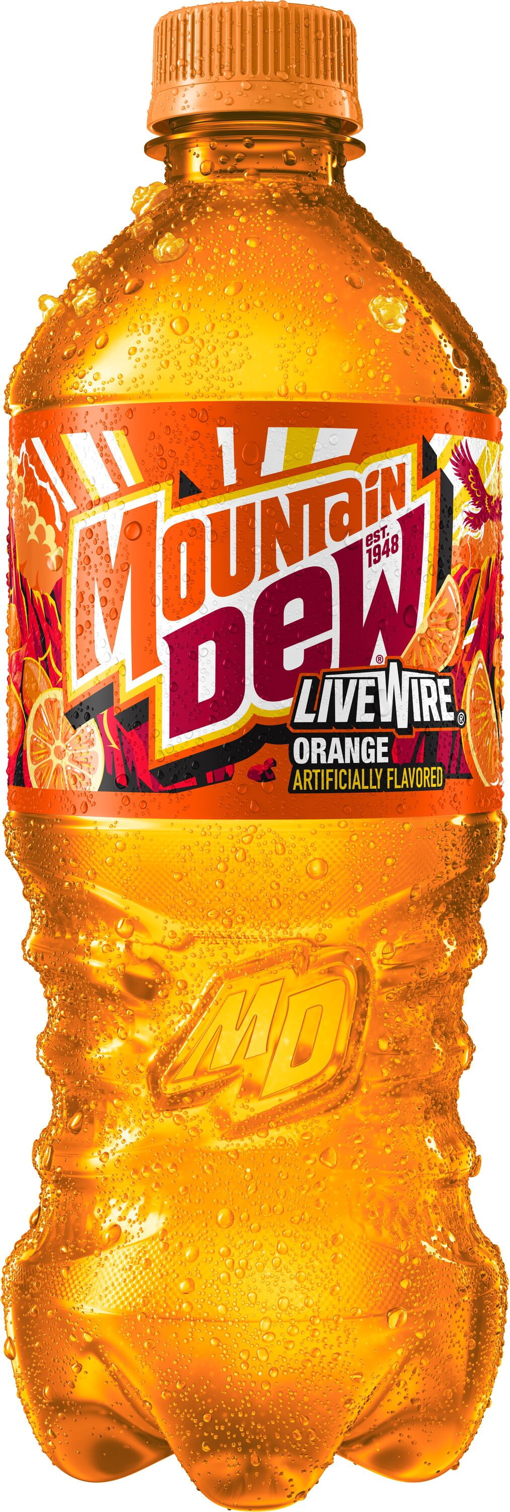 (4 pack) Mountain Dew Livewire Orange Soda, 20 fl oz Bottle