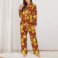 thumbnail image 2 of Rocae Autumn Mosaic Maple Leaves for Pajamas for Women Set Lounge Sets Women's Long-Sleeved Pj Set -, 2 of 7