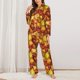 thumbnail image 2 of Balery Autumn Mosaic Maple Leaves Conjunto de Pijama con Estampado para Mujer, Conjunto de Dos Piezas con Manga Larga, Ropa de Dormir Suave con Bolsillos, Pijamas Cómodos-Small, 2 of 7