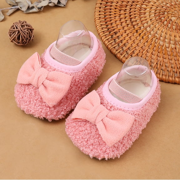 CHUOU Warm Shoes For Baby Girls And Boys Soft Comfortable Shoes Toddler Bowknot Warming Shoes