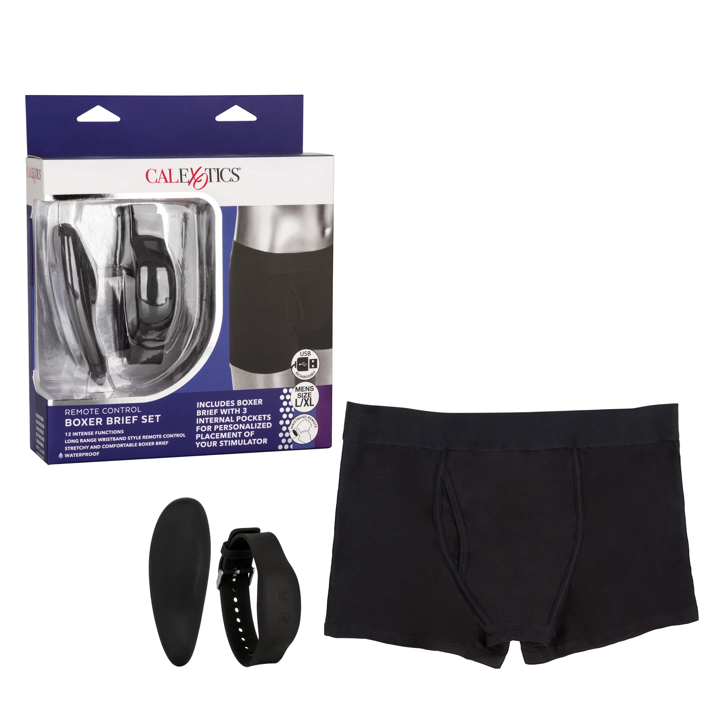 CalExotics Remote Control Discreet Vibrator Boxer Brief Set - L/Xl