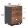 thumbnail image 3 of Soges Classeur Mobile à 3 Tiroirs, Armoire de Classement Roulante, Armoire de Bureau Moderne avec Serrure et Roulettes, Brun, 3 of 5