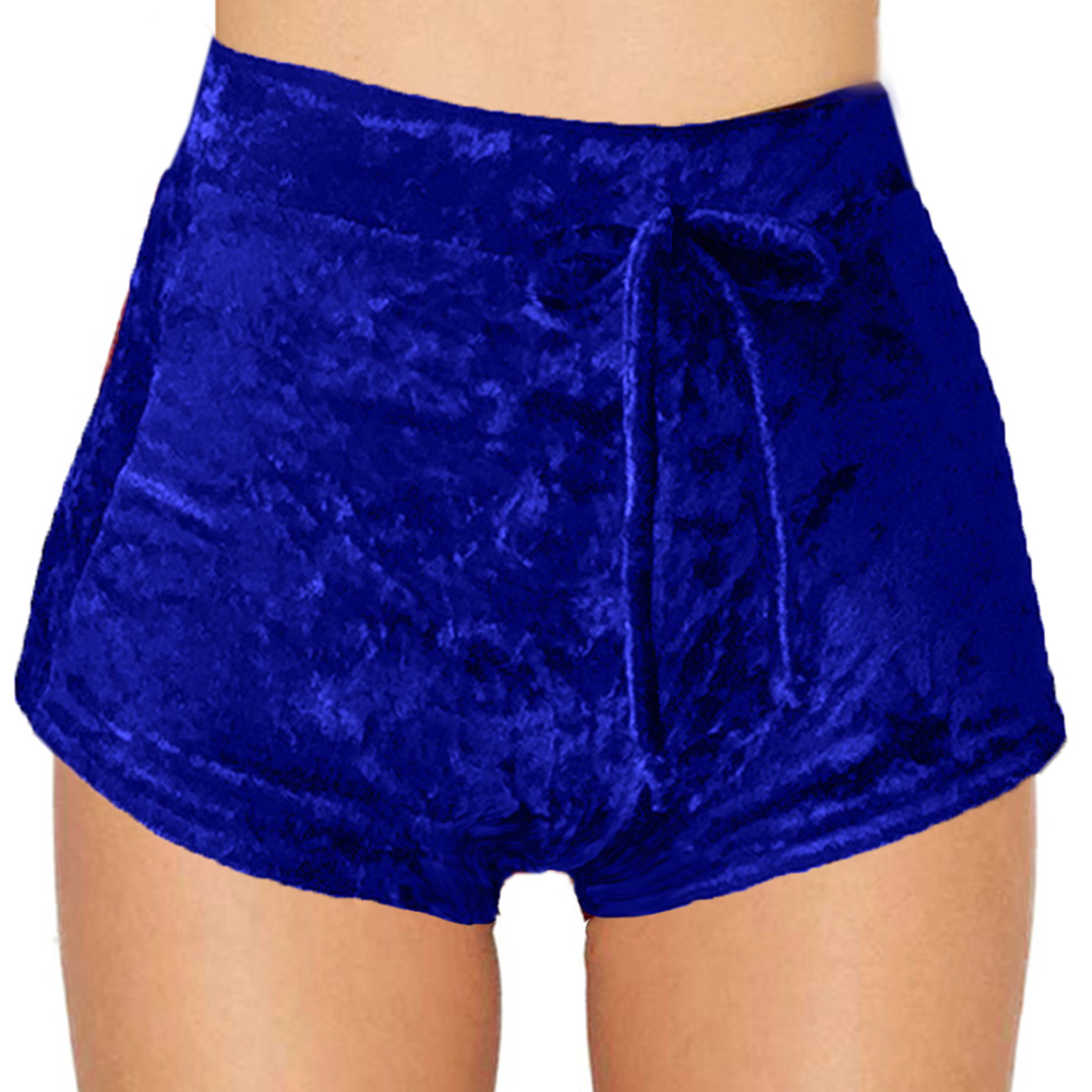 velvet drawstring shorts