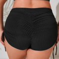 thumbnail image 4 of TOWED22 Women High Waisted Swim Shorts Bikini Swimsuit Bottoms Drawstring Ruched Bathing Suit Board Shorts(Black,3XL), 4 of 5