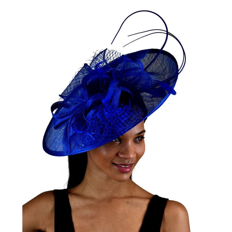 2989 Mesh Sinamay Fascinators For Women Girls Tea Party Fancy Feather Walker Sinamay Fascinator with Feathers | The Hat Girls main image 3