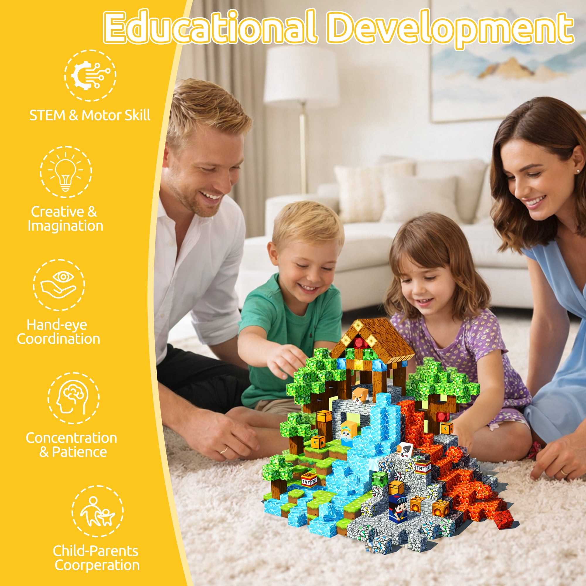 KAIPARA Magnetic Building Blocks, 150Pcs 0.9" STEM Toy Building Sets for Kids Age 3+, Sensory Stacking Toy Ideal Birthday Gift for Kids