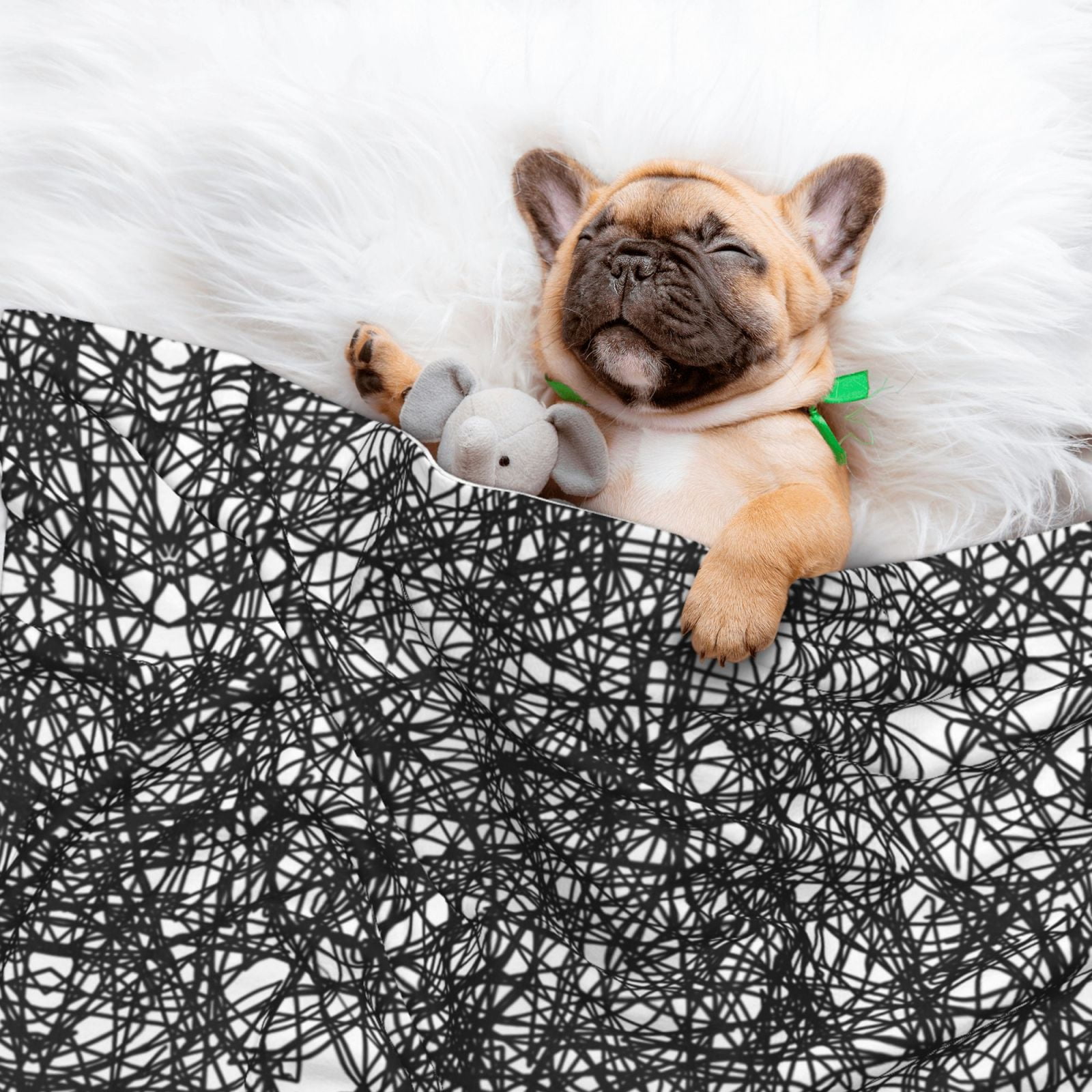 Black Ink Scribbles Dog Blanket Soft Warm Flannel Cat Blanket Great Pet Throw for Cats Puppy Small Medium Large Dog