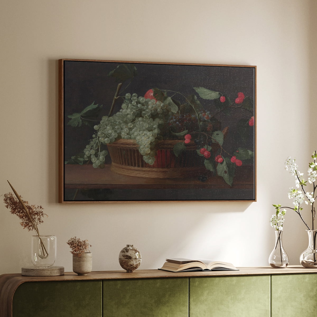 Vintage Botanical Print-LXXXIX By Wexford Home Framed in Walnut Wood Gallery Wrapped Canvas 27 in. x 41 in.