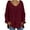 Wine, variant on Clearance LYXSSBYX V-Neck Long Sleeve Sweater Tops Hot Sale Clearance for Women's Sexy Casual Hollow Out Solid Color Line V-Neck Long Sleeve Sweater Tops Blouse
