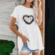 thumbnail image 2 of Blusa de manga corta con estampado regular de flecos y cuello redondo de algodón y cáñamo para mujer OAVQHLG3B Store  lin121212, 2 of 5