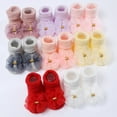 thumbnail image 5 of Esho Baby Girls Soft Lace Cotton Socks + Elastic Bowknot Headband, Infants Headwear Floor Socks Set, 0-6M, 6-12M, 5 of 6