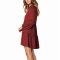 thumbnail image 4 of Womens Tunic Dress Long Sleeve V Neck Casual Loose Flowy Swing Shift Dresses Red Polka Dots M, 4 of 9