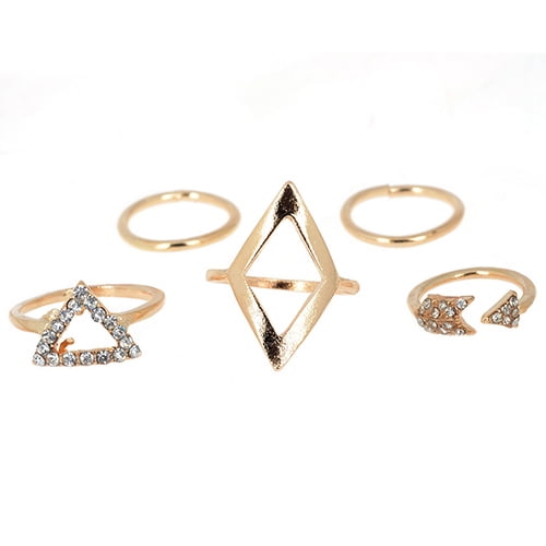 5Pcs/Set Fashion Women Gold Silver Above Knuckle Finger Band Midi Rings Jewelry