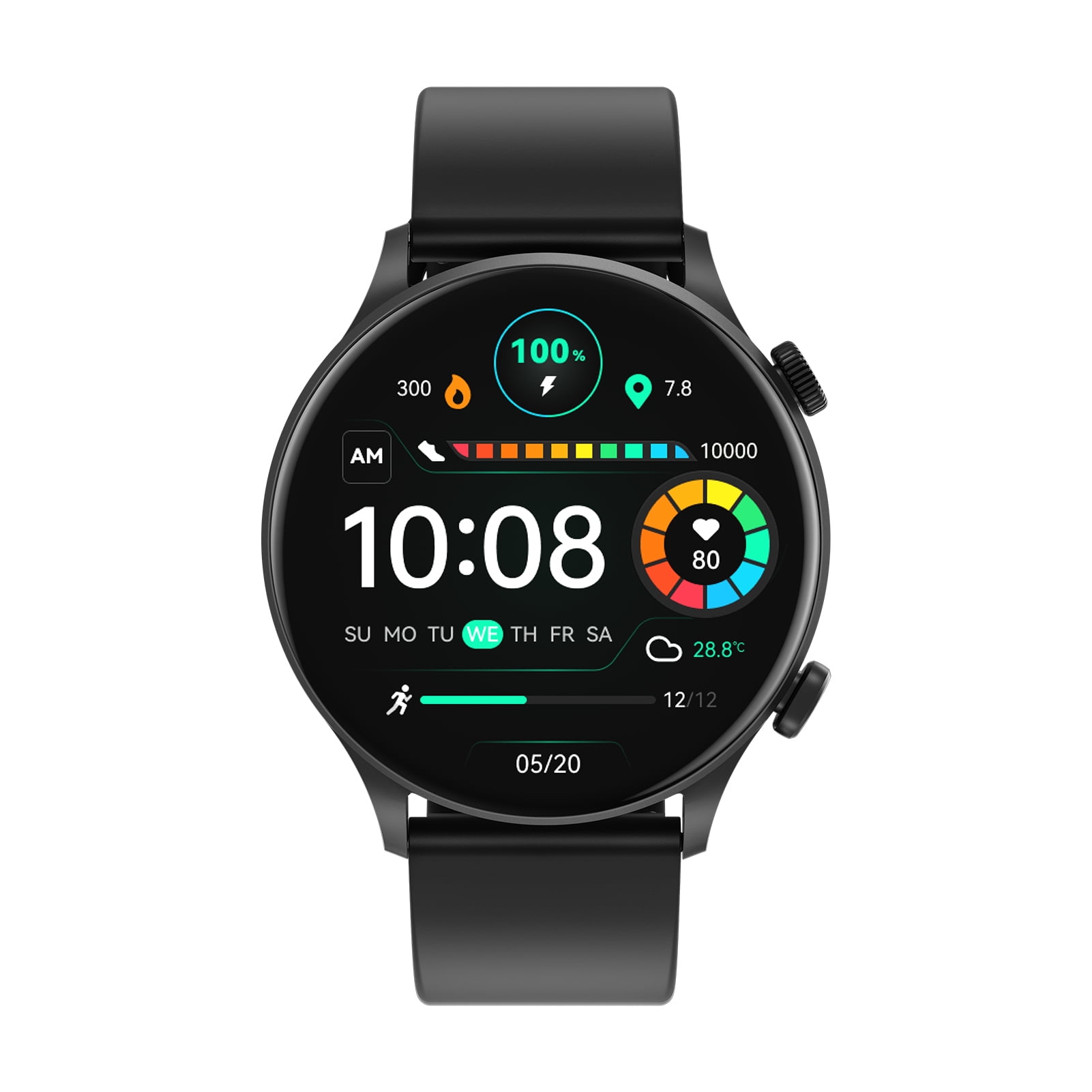 HAYLOU 1.43inch smartwatch Color Touchscreen BT Calling 105 Multiple Sports Modes IP68 Waterproof Fitness Activity Watch for Heart Rate Monitor Sleep