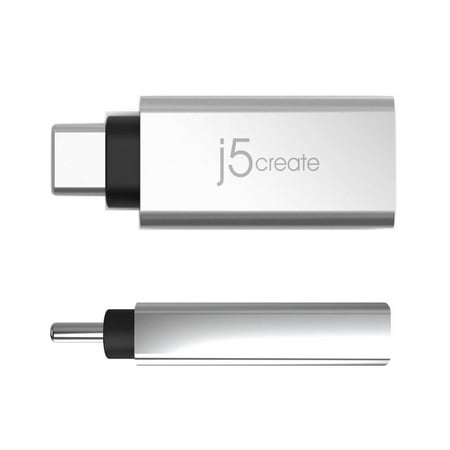 j5create - USB Type C-to-USB Type A Charge-and-Sync Adapter (2-Pack) - Black/Silver