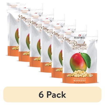 (6 pack) Wise Foods Simple Kitchen Freeze Dried Mangos Single Pouch Four Servings