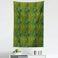 thumbnail image 1 of Green Tapestry, Tribal Style Geometric Lines on Green Watercolor Background Digital Print, Fabric Wall Hanging Decor for Bedroom Living Room Dorm, 5 Sizes, Black Yellow Green, by Ambesonne, 1 of 1