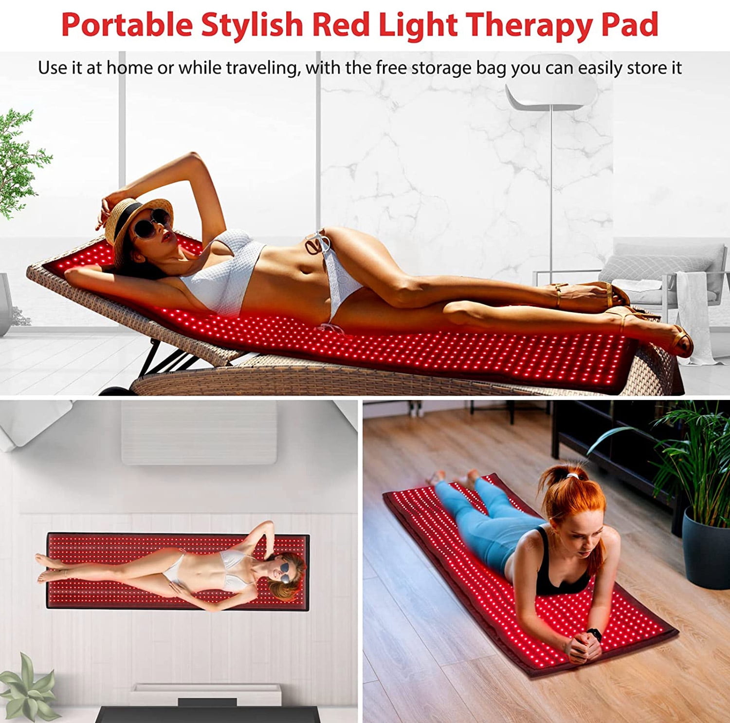 Red L.Ight T.herapy Pad for Full Body 945pcs L.E.D ,660nm Red and 850nm Near-I.nfrared L.Ight T.herapy Device,Large Home Laying Mat for Body, Muscle Recovery