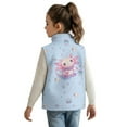 thumbnail image 2 of Xixirimido Axolotl Bubbles Blue Pattern Boys Girls Full Zip Fleece Vest Sleeveless Stand Collar Outwear Warm Jacket with Pockets for 9-10, 2 of 7