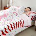 thumbnail image 4 of Erosebridal Pink Dripping Baseball Stitch & Batter Silhouette Graphic Queen Sheet Sets 4 Pieces, Sport Graphic Bed Set for Girls Kids,Breathable Home Decor, 4 of 5