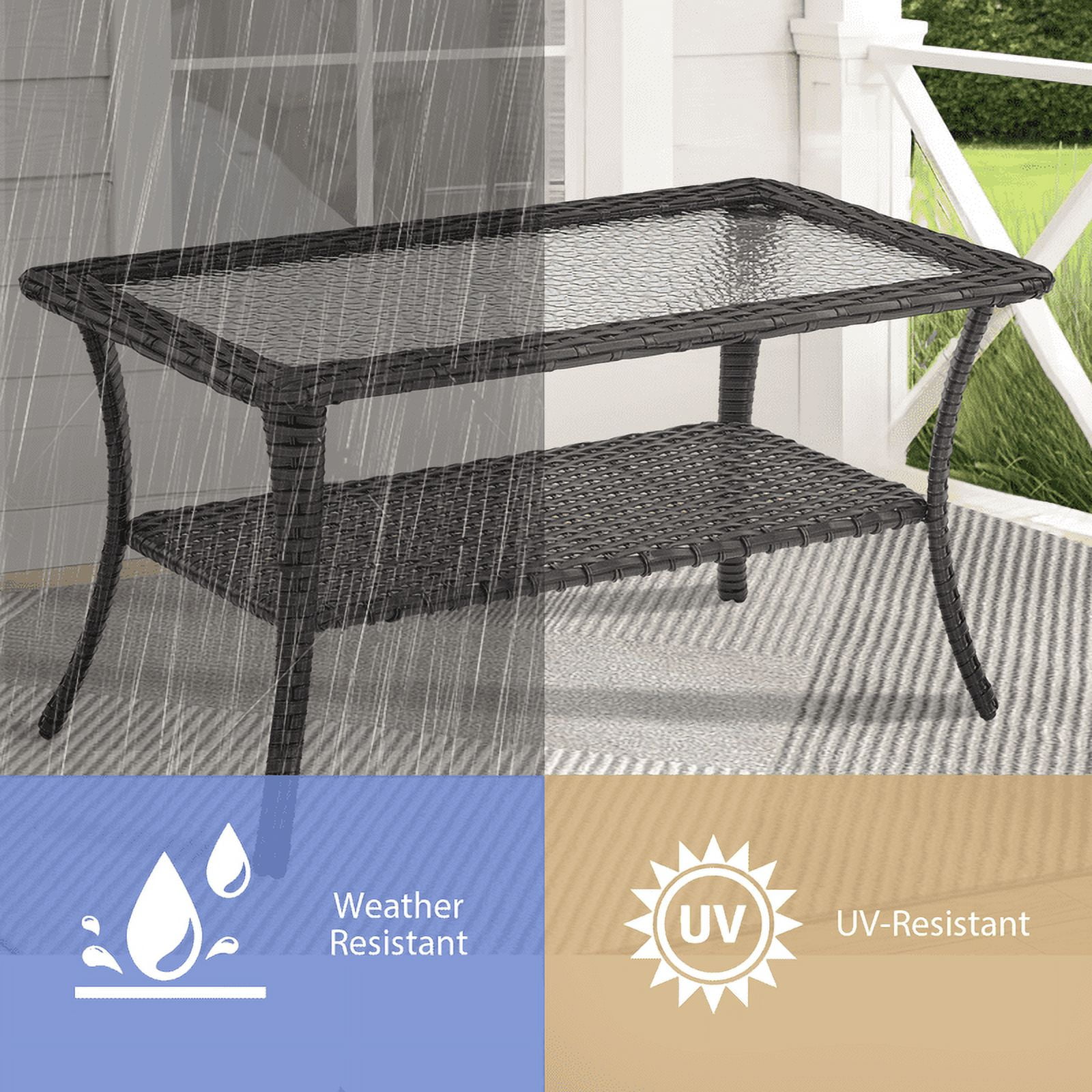 PARKWELL 8 Piece Outdoor Patio Furniture Set,All-Weather High Back Conversation Set with Luxury 6-Inch Thick Cushions,Swivel Glider Chair,9-Seat Furniture Sets for Garden, Deck, Backyard,Brown/Beige