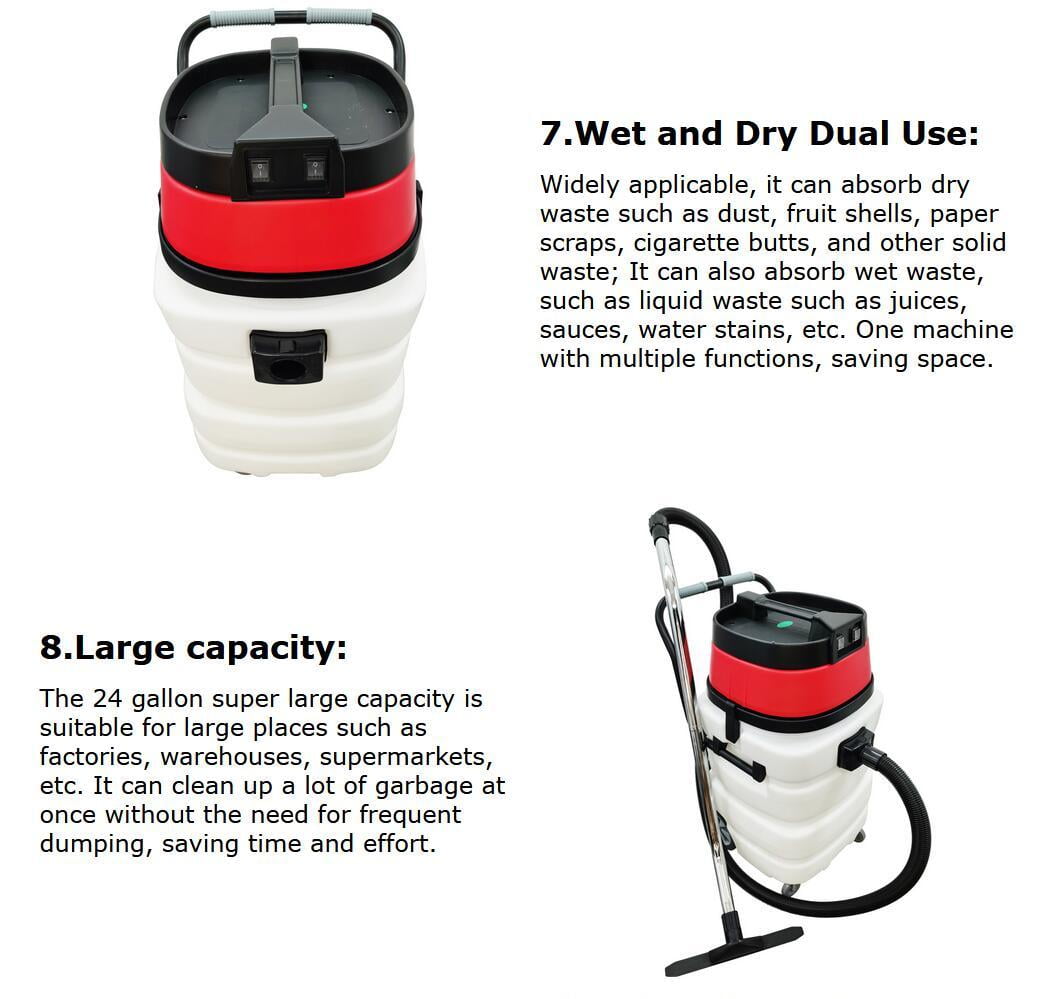 90L Vacuum Cleaner Suction Machine Industrial Wet Dry Dual-Purpose 110V