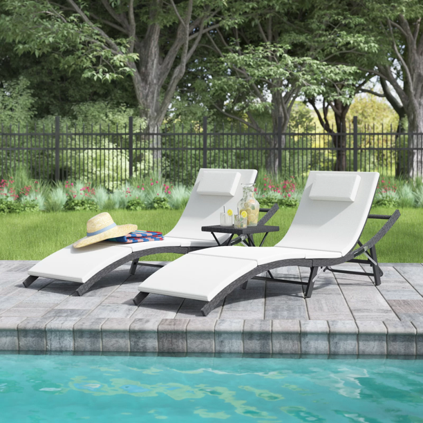 Devoko Patio Outdoor Chaise Lounge Chair Outdoor Furniture Set PE
