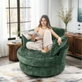 thumbnail image 4 of Lunale Oversized Swivel Barrel Accent Chair, Chenille Adult Comfy Reading Armchair, Green, 4 of 7