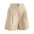 thumbnail image 4 of Lroveb High Waisted Shorts for Women Womens Shorts Casual Summer 2024 Trendy Elastic Back Wide Leg With Pockets Knee Length Pleated Beige, 4 of 4
