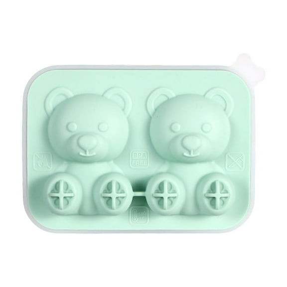 Ice Mold 2-Cavity Bear Silicone Ice Mold, Food-Safe Ice Cube Tray for Household Use, Adorable Bear Design for Iced Drinks and DIY Desserts Silicone Mold