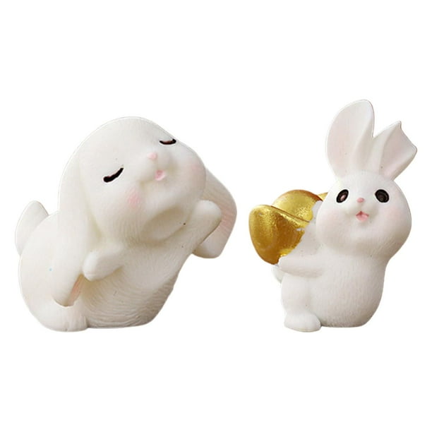 2 minifiguras de conejo, estatuas, esculturas, accesorios decorativos para fotos del hogar. Estilo G y Estilo A