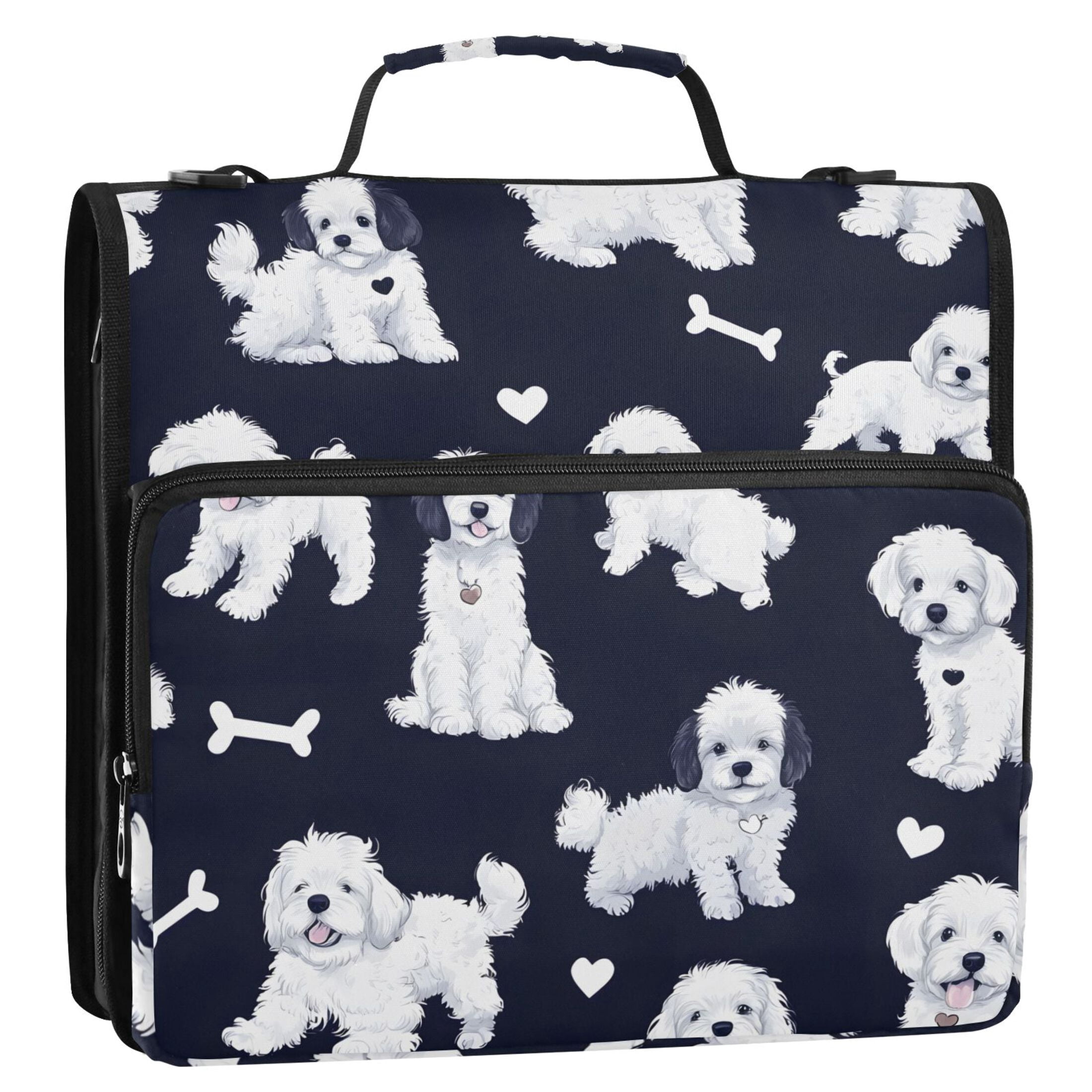 ALAZA Zipper Binder Puppy Bones 3 Ring Trapper Keeper File Folder Organizer Bag