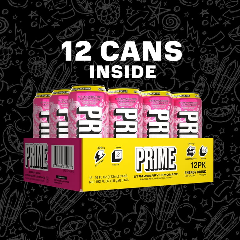 PRIME Energy Drink Strawberry Lemonade, 16 fl oz, 12 Pack photo 8