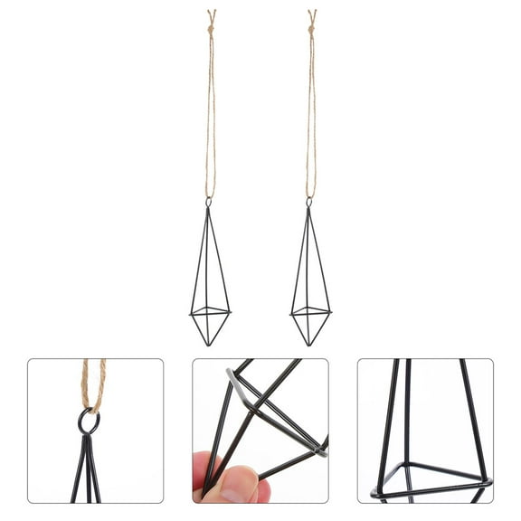 IDEANATEGRATE 2Pcs Metal Planter Hanger for Indoor Plant Display in Black 10X2.8in