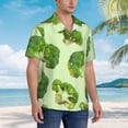 thumbnail image 2 of KLL Men's Hawaiian Shirt Short Sleeve Button Down Beach Shirts-Broccoli 3, 2 of 5