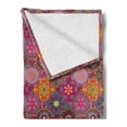 thumbnail image 2 of Moroccan Soft Flannel Fleece Throw Blanket, Vibrant Mandala Motifs in Squares Eastern Oriental Folk Patchwork Style, Cozy Plush for Indoor and Outdoor Use, 60" x 80", Multicolor, by Ambesonne, 2 of 5