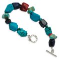 thumbnail image 2 of Sterling Silver Red Coral/Howlite/Lapis & Turquoise Bracelet, 2 of 3