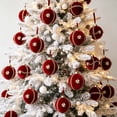 thumbnail image 2 of Velvet Fabric Covered Christmas Ball Ornaments with Rhinestones and Pearl Accents, 8cm Christmas Tree Decorations, Red Green Champagne Beige, 1 Count, 2 of 6