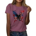 thumbnail image 4 of Womens 4Th Of July Summer Tops for Womens，Summer American Flag Printed T-Shirt Round Neck Tee Short Sleeve Top Retro Dressy Tee Shirts Vacation Beach Party Tunics Blouses 2025 Summer, 4 of 7