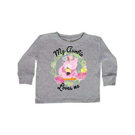

Inktastic Baby Flamingo My Auntie Loves Me with Flower Wreath Gift Toddler Boy or Toddler Girl Long Sleeve T-Shirt