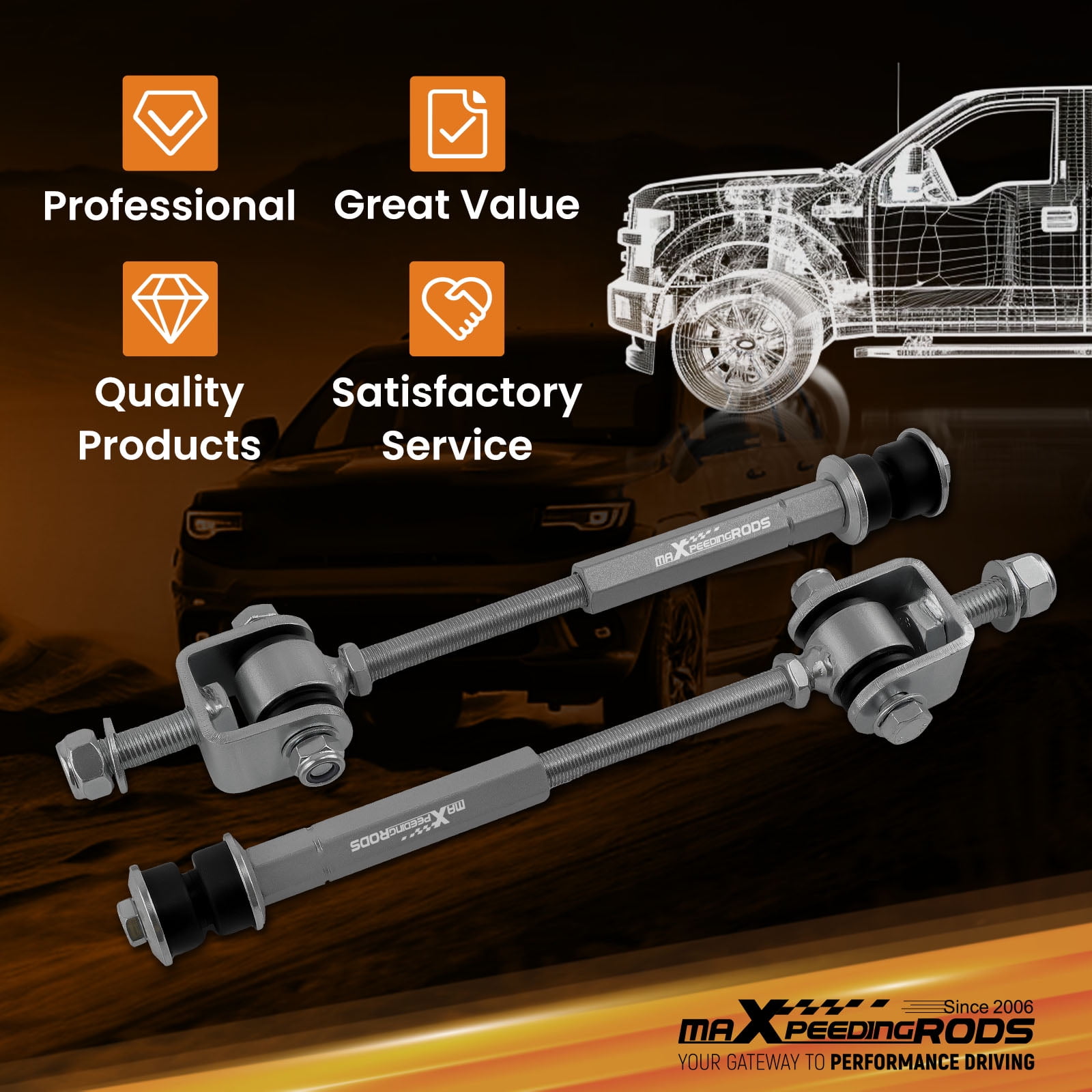 Maxpeedingrods Heavy Duty Sway Bar End Links 4-6" Lift Kit For GMC Silverado/Sierra 2500 3500